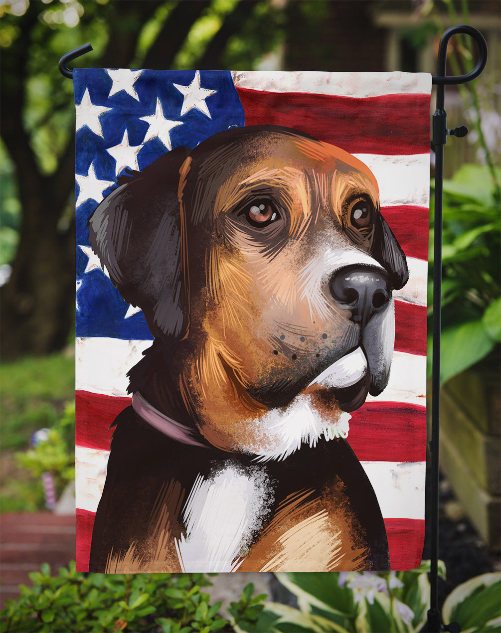 Austrian Black and Tan Hound American Flag Garden Flag Mailbox Decorative Yard Banner Outside Patio Artwork for Flower Beds, Garden Size, Multicolor