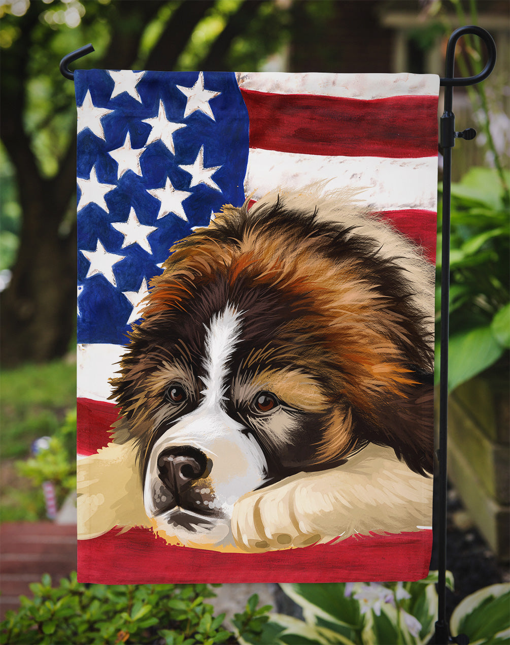 Bucovina Shepherd Dog American Flag Garden Flag Mailbox Decorative Yard Banner Outside Patio Artwork for Flower Beds, Garden Size, Multicolor