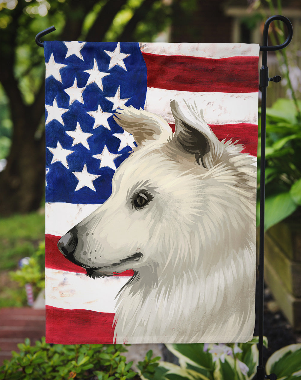 Cretan Hound Dog American Flag Garden Flag Mailbox Decorative Yard Banner Outside Patio Artwork for Flower Beds, Garden Size, Multicolor