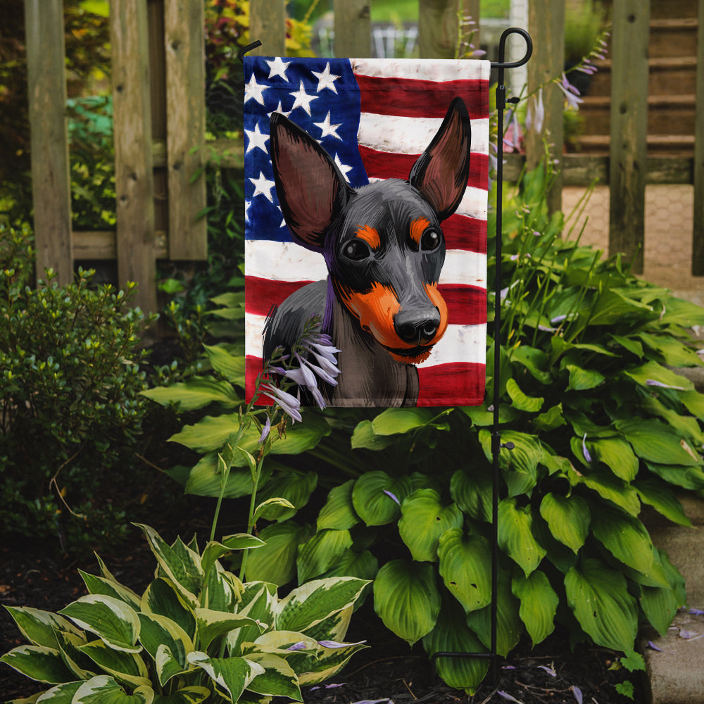 English Toy Terrier American Flag Garden Flag Mailbox Decorative Yard Banner Outside Patio Artwork for Flower Beds, Garden Size, Multicolor