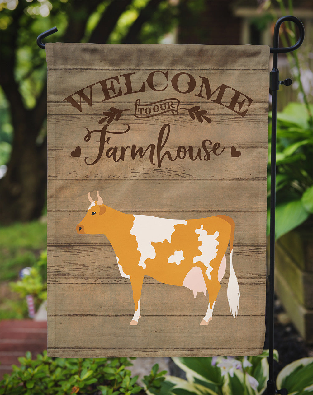 Guernsey Cow Welcome Garden Flag Mailbox Decorative Yard Banner Outside Patio Artwork for Flower Beds, Garden Size, Multicolor