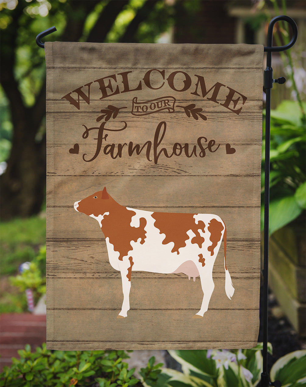 Ayrshire Cow Welcome Garden Flag Mailbox Decorative Yard Banner Outside Patio Artwork for Flower Beds, Garden Size, Multicolor