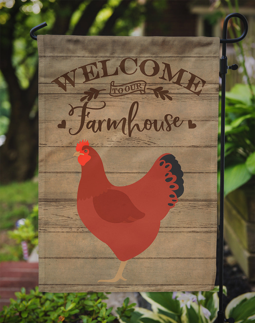 New Hampshire Red Chicken Welcome Garden Flag Mailbox Decorative Yard Banner Outside Patio Artwork for Flower Beds, Garden Size, Multicolor