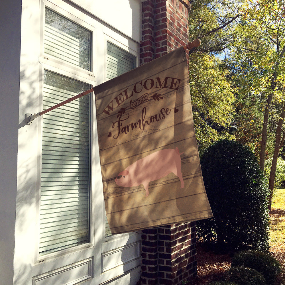 American Landrace Pig Welcome House Flag 28x40 Porch Sleeve Pole Decorative Outside Yard Banner Artwork Wall Hanging, Polyester
