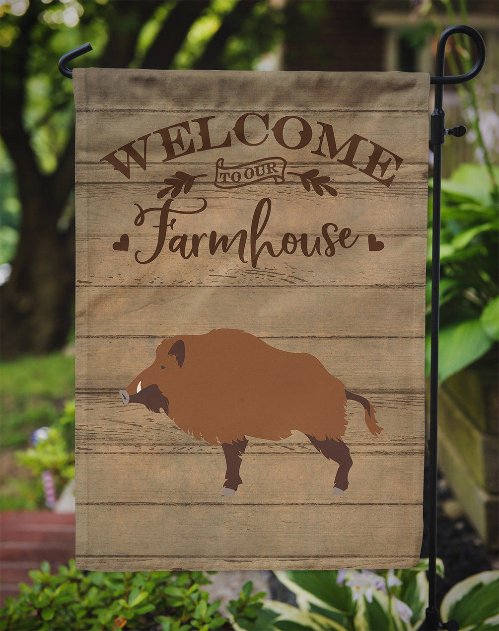 Wild Boar Pig Welcome Garden Flag Mailbox Decorative Yard Banner Outside Patio Artwork for Flower Beds, Garden Size, Multicolor