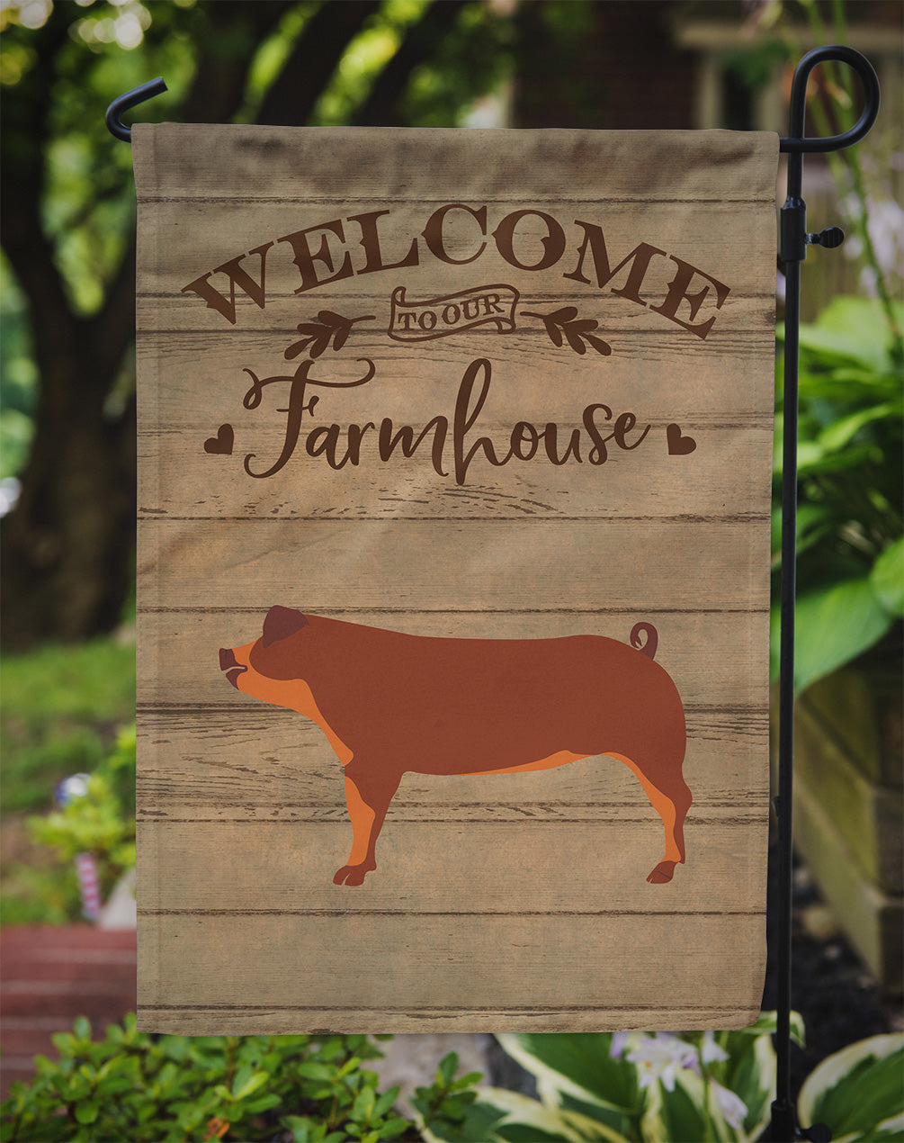 Duroc Pig Welcome Garden Flag Mailbox Decorative Yard Banner Outside Patio Artwork for Flower Beds, Garden Size, Multicolor