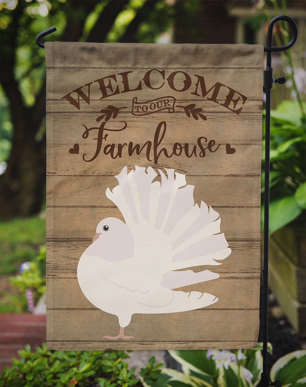 Silver Fantail Pigeon Welcome Garden Flag Mailbox Decorative Yard Banner Outside Patio Artwork for Flower Beds, Garden Size, Multicolor