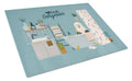 Old English Sheepdog in Bathtub Cutting Board Tempered Glass Kitchen Cutting Surface, Heat Resistant Chopping, Non-Slip Feet, Food Prep & Serving