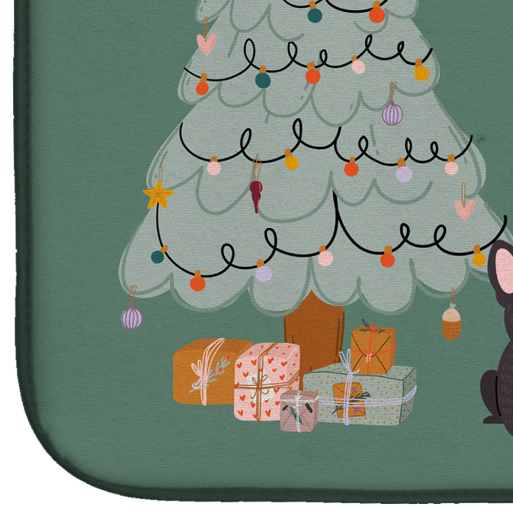 Brindle French Bulldog Christmas Everyone Dish Drying Mat Absorbent Dish Drying Mat Pad for Kitchen Counter Dish Drainer Mat for Countertop, 14 x 21", Multicolor