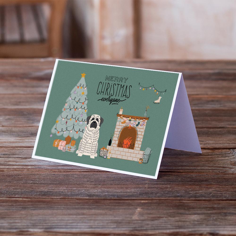 White Mastiff Brindle Christmas Everyone Greeting Cards Pack of 8 Blank Cards with Envelopes Whimsical A7 Size 5x7