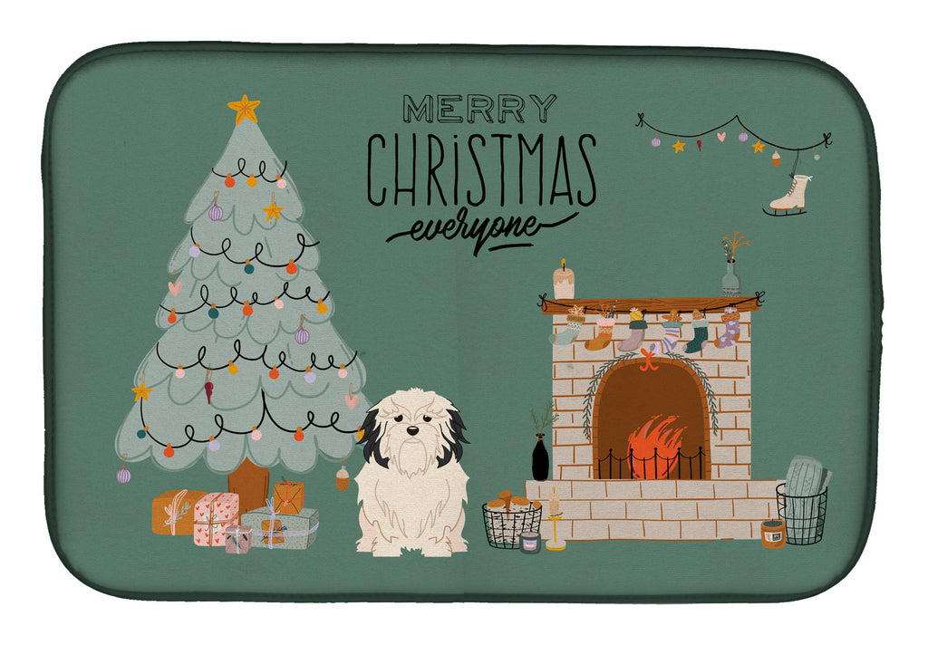 Lowchen Christmas Everyone Dish Drying Mat Absorbent Dish Drying Mat Pad for Kitchen Counter Dish Drainer Mat for Countertop, 14 x 21", Multicolor