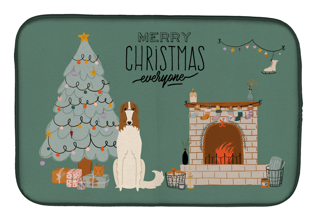 Borzoi Christmas Everyone Dish Drying Mat Absorbent Dish Drying Mat Pad for Kitchen Counter Dish Drainer Mat for Countertop, 14 x 21", Multicolor