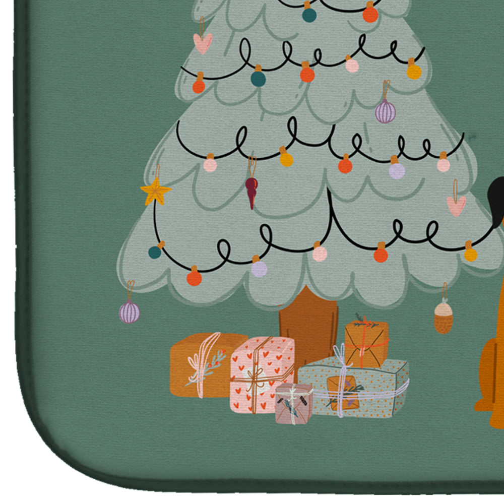 Border Terrier Christmas Everyone Dish Drying Mat Absorbent Dish Drying Mat Pad for Kitchen Counter Dish Drainer Mat for Countertop, 14 x 21", Multicolor
