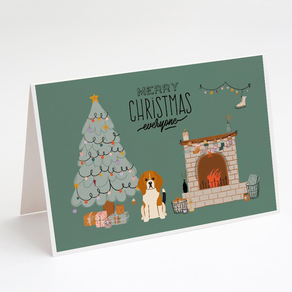 Tricolor Beagle Christmas Everyone Greeting Cards Pack of 8 Blank Cards with Envelopes Whimsical A7 Size 5x7