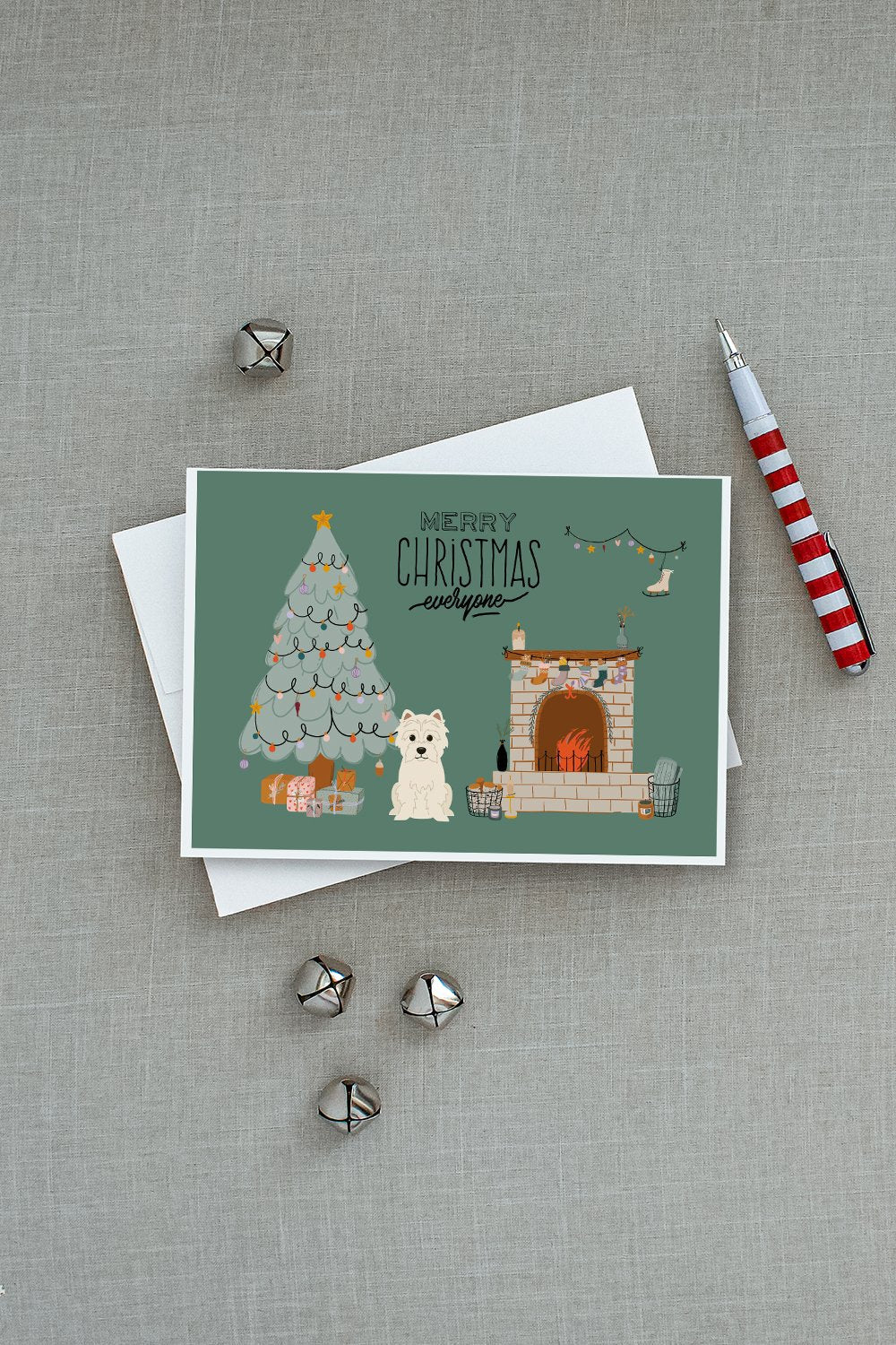 Westie Christmas Everyone Greeting Cards Pack of 8 Blank Cards with Envelopes Whimsical A7 Size 5x7