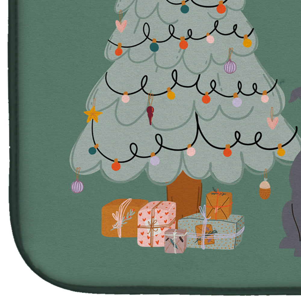 Blue Staffordshire Bull Terrier Christmas Everyone Dish Drying Mat Absorbent Dish Drying Mat Pad for Kitchen Counter Dish Drainer Mat for Countertop, 14 x 21", Multicolor