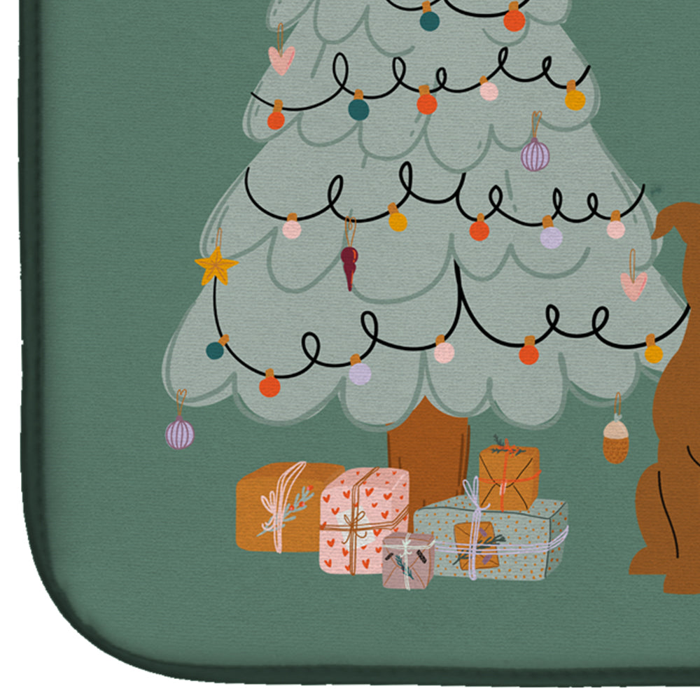 Brown Staffordshire Bull Terrier Christmas Everyone Dish Drying Mat Absorbent Dish Drying Mat Pad for Kitchen Counter Dish Drainer Mat for Countertop, 14 x 21", Multicolor