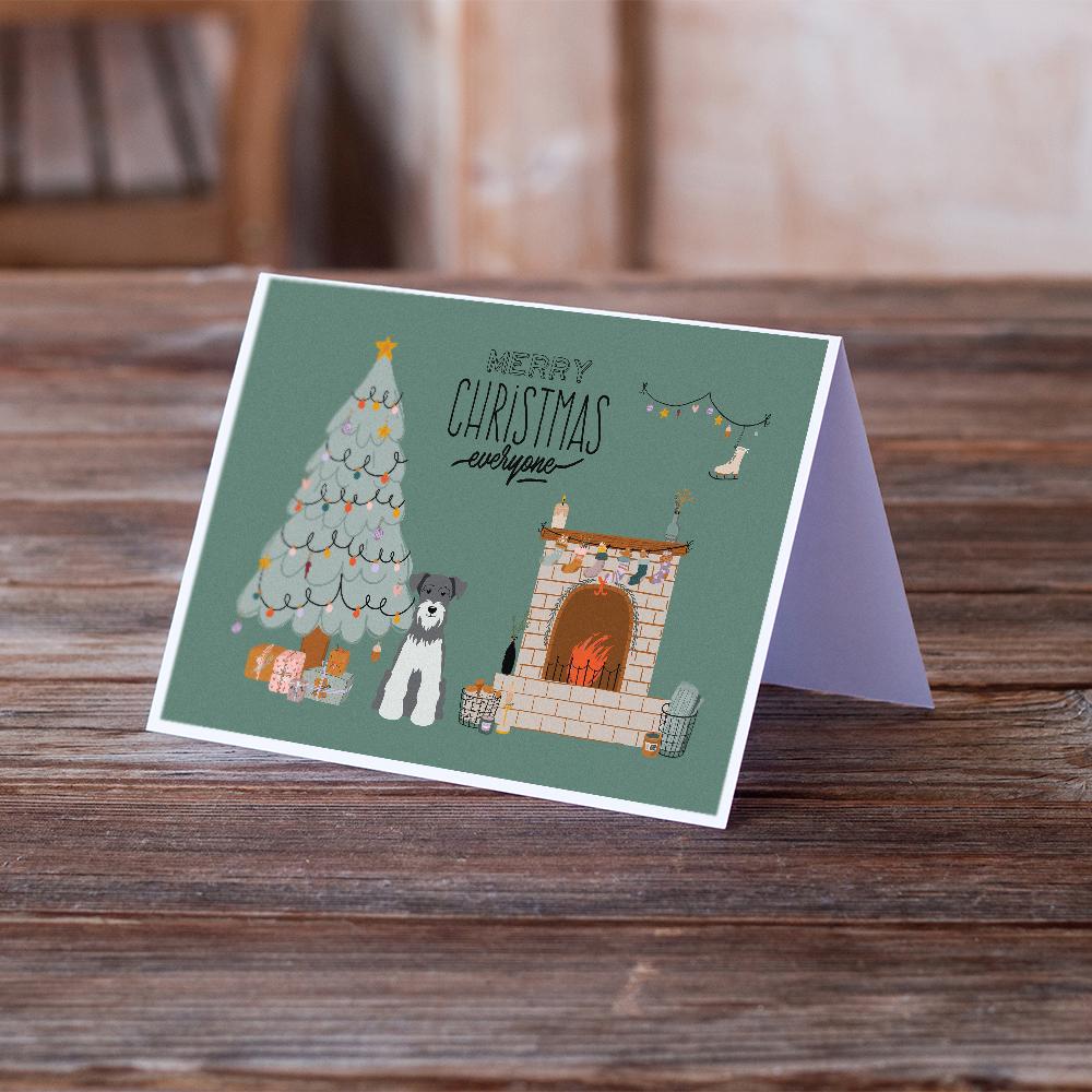 Salt and Pepper Miniature Schnauzer Christmas Everyone Greeting Cards Pack of 8 Blank Cards with Envelopes Whimsical A7 Size 5x7