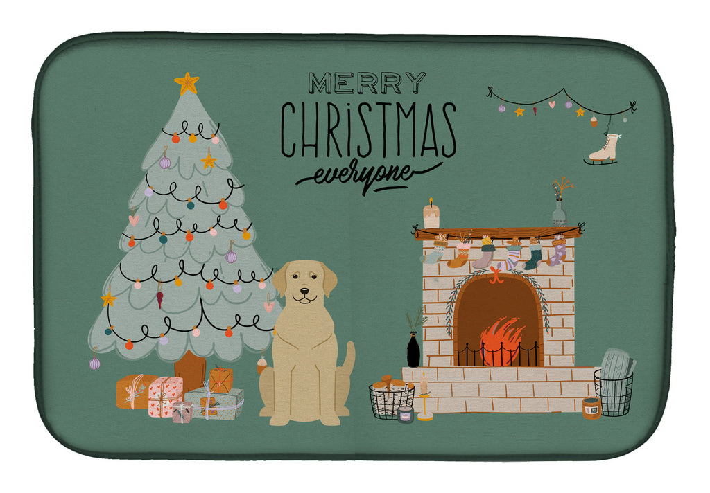 Yellow Labrador Christmas Everyone Dish Drying Mat Absorbent Dish Drying Mat Pad for Kitchen Counter Dish Drainer Mat for Countertop, 14 x 21", Multicolor