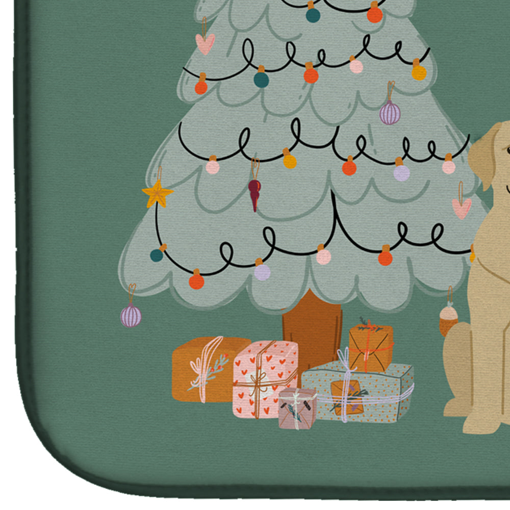 Yellow Labrador Christmas Everyone Dish Drying Mat Absorbent Dish Drying Mat Pad for Kitchen Counter Dish Drainer Mat for Countertop, 14 x 21", Multicolor