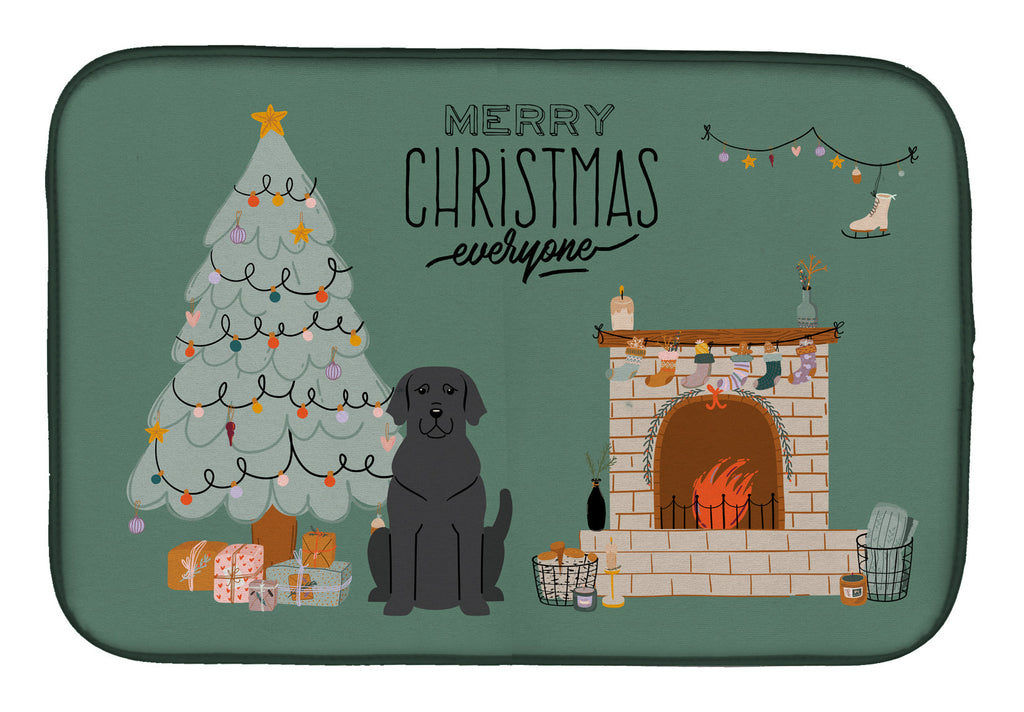 Black Labrador Christmas Everyone Dish Drying Mat Absorbent Dish Drying Mat Pad for Kitchen Counter Dish Drainer Mat for Countertop, 14 x 21", Multicolor