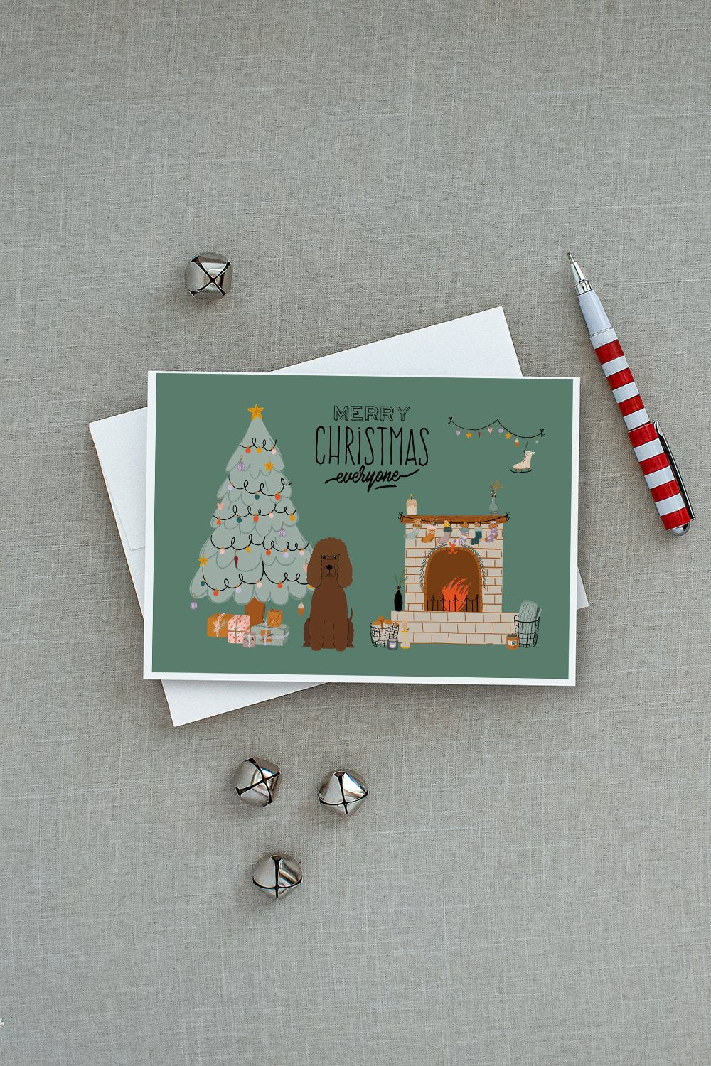 Irish Water Spaniel Christmas Everyone Greeting Cards Pack of 8 Blank Cards with Envelopes Whimsical A7 Size 5x7