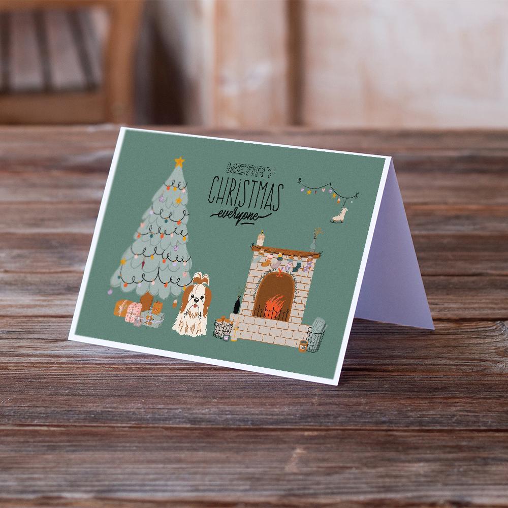 Red White Shih Tzu Christmas Everyone Greeting Cards Pack of 8 Blank Cards with Envelopes Whimsical A7 Size 5x7