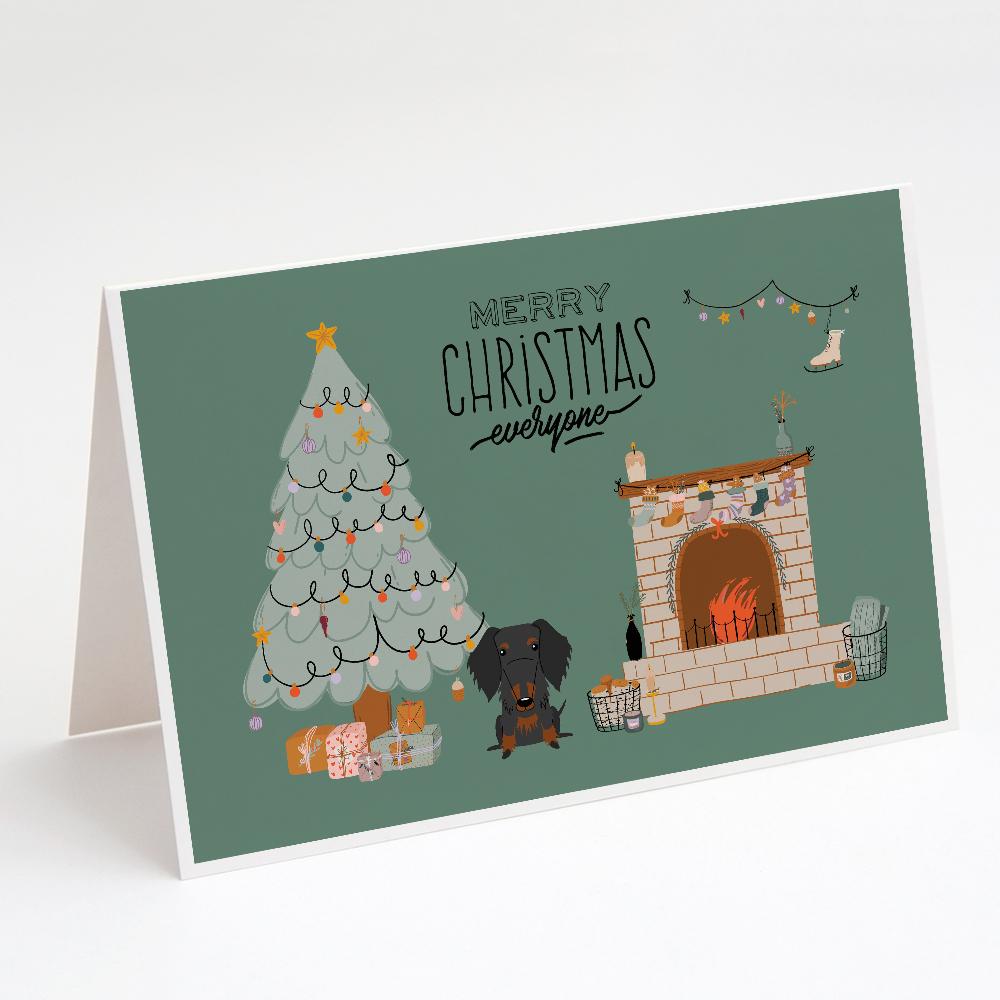 Black Tan Wire Haired Dachshund Christmas Everyone Greeting Cards Pack of 8 Blank Cards with Envelopes Whimsical A7 Size 5x7