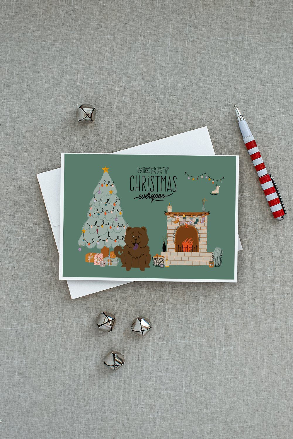 Chocolate Chow Chow Christmas Everyone Greeting Cards Pack of 8 Blank Cards with Envelopes Whimsical A7 Size 5x7