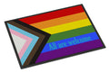 Gay Progress Pride All are Welcome Doormat Indoor Outdoor 18H X 27W Front Door Mat Rugs for Entryway, Non Slip Washable