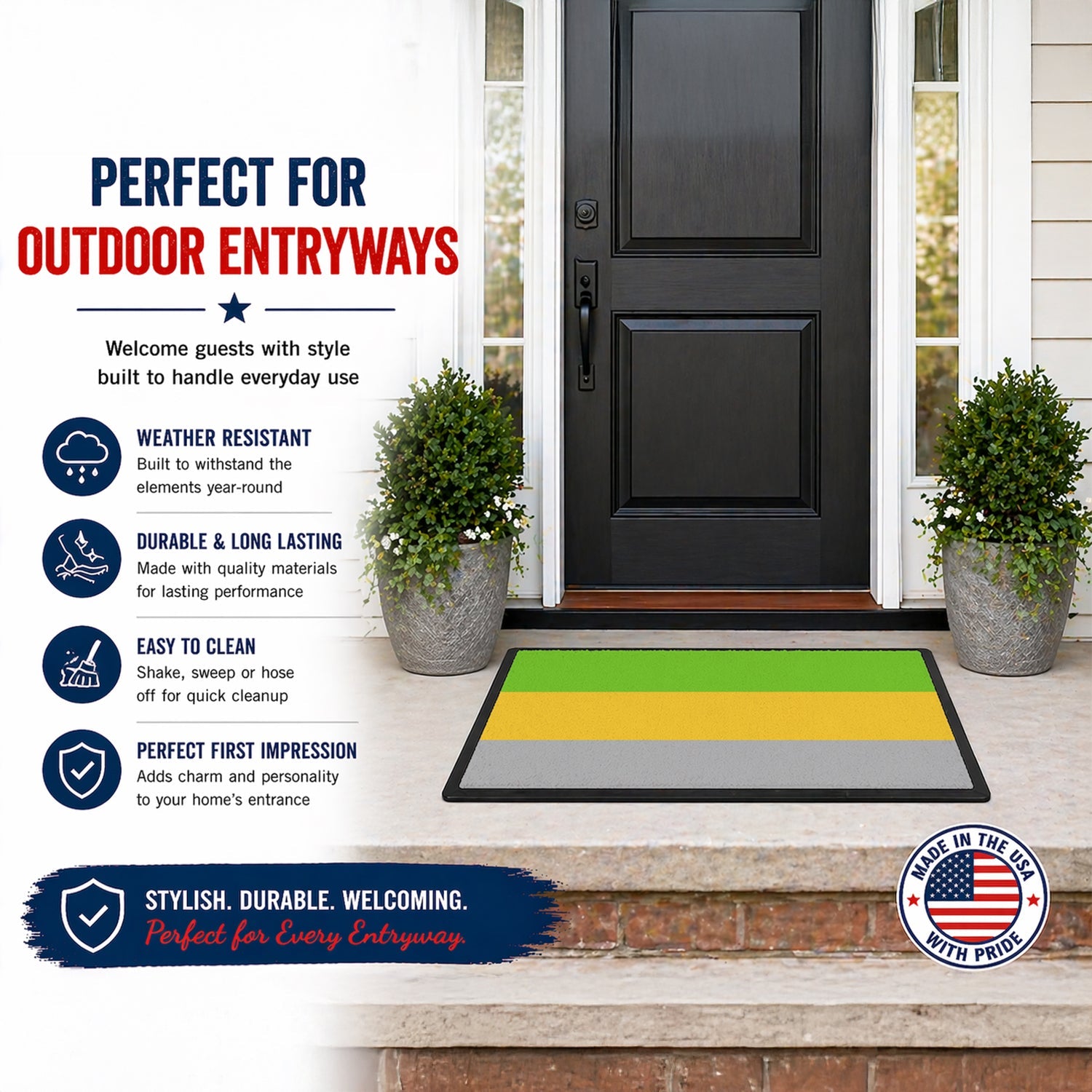 Lithromantic Pride Doormat Indoor Outdoor 24H X 36W Front Door Mat Rugs for Entryway, Non Slip Washable Low Pile,