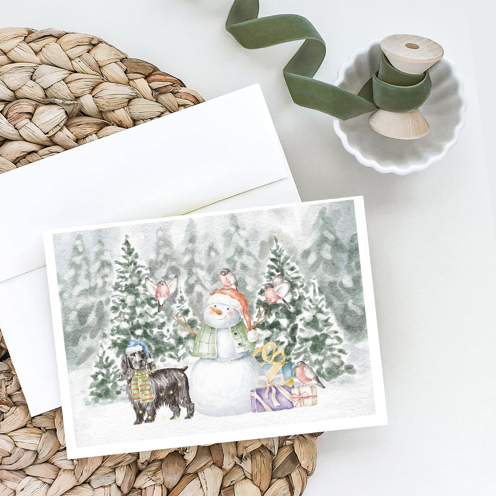 Cocker Spaniel Black Christmas Greeting Cards Pack of 8 Blank Cards with Envelopes Whimsical A7 Size 5x7