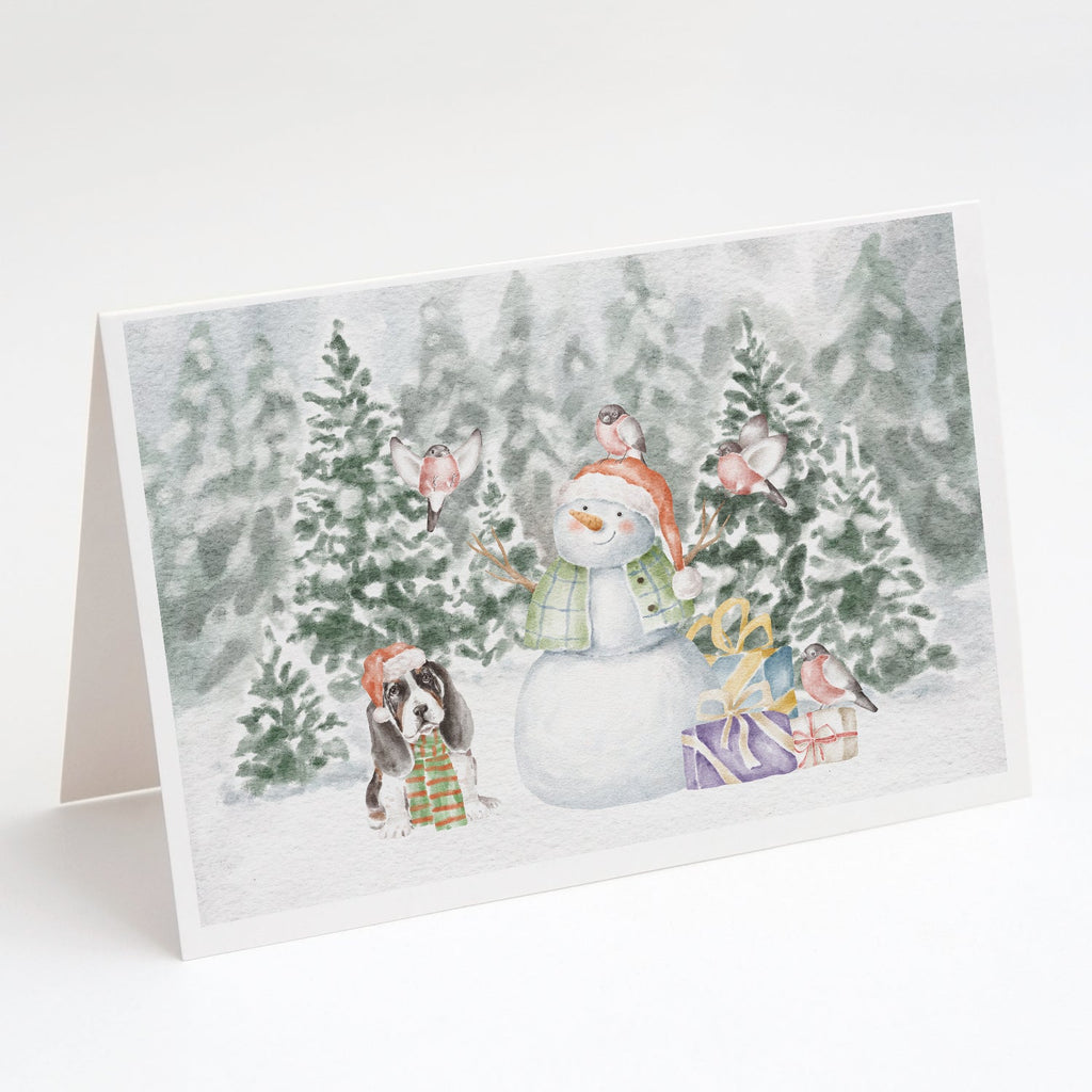 Basset Hound Puppy Tricolor Christmas Greeting Cards Pack of 8 Blank Cards with Envelopes Whimsical A7 Size 5x7