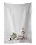 Corgi Tricolor and Puppy with Christmas Wonderland Kitchen Towel Set of 2 White Dish Towels Decorative Bathroom Hand towel for Hand, Face, Hair, Yoga, Tea, Dishcloth, 19 X 28", White