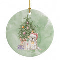 French Bulldog White Christmas Presents and Tree Ceramic Ornament Christmas Tree Hanging Decorations for Home Christmas Holiday, Party, Gift, 3 in, Multicolor