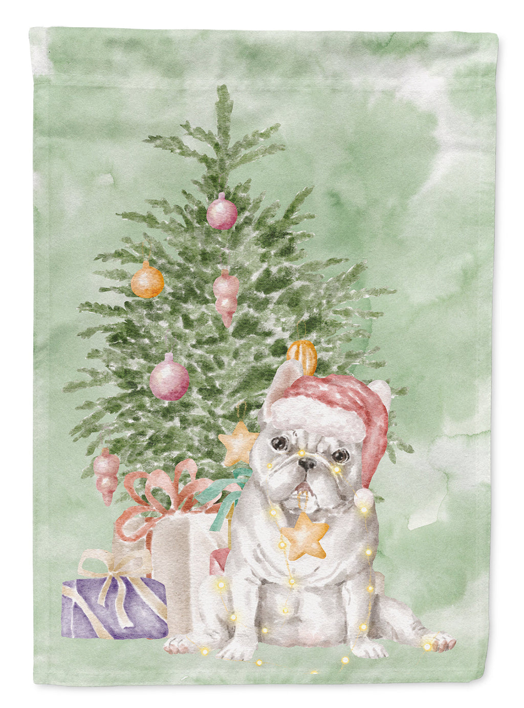 French Bulldog White Christmas Presents and Tree Garden Flag Mailbox Decorative Yard Banner Outside Patio Artwork for Flower Beds, Garden Size, Multicolor