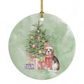 Beagle Puppy Christmas Presents and Tree Ceramic Ornament Christmas Tree Hanging Decorations for Home Christmas Holiday, Party, Gift, 3 in, Multicolor
