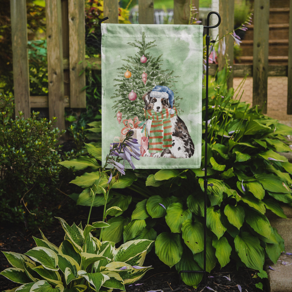 Australian Shepherd Puppy Christmas Presents and Tree Garden Flag Mailbox Decorative Yard Banner Outside Patio Artwork for Flower Beds, Garden Size, Multicolor