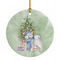 Samoyed #2 Christmas Presents and Tree Ceramic Ornament Christmas Tree Hanging Decorations for Home Christmas Holiday, Party, Gift, 3 in, Multicolor