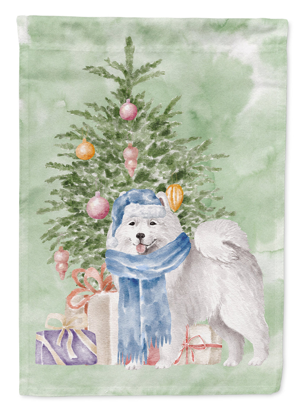 Samoyed #2 Christmas Presents and Tree Garden Flag Mailbox Decorative Yard Banner Outside Patio Artwork for Flower Beds, Garden Size, Multicolor