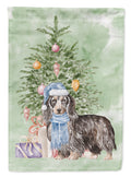 Dachshund Longhair Black Tan Christmas Presents and Tree Garden Flag Mailbox Decorative Yard Banner Outside Patio Artwork for Flower Beds, Garden Size, Multicolor