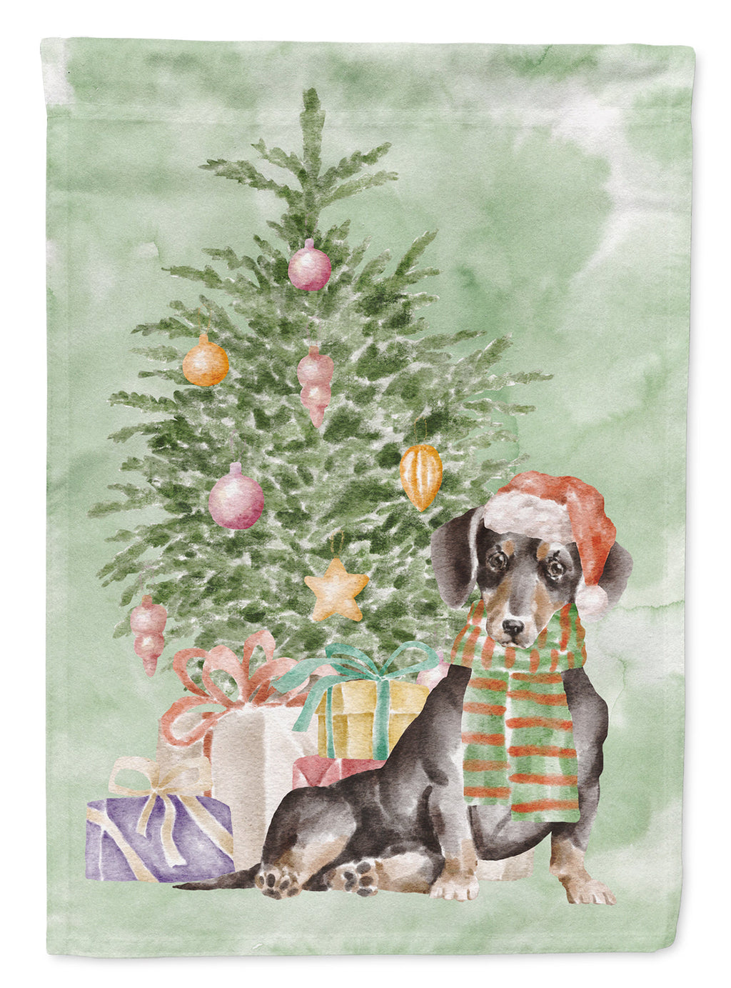 Dachshund Black Tan Christmas Presents and Tree Garden Flag Mailbox Decorative Yard Banner Outside Patio Artwork for Flower Beds, Garden Size, Multicolor