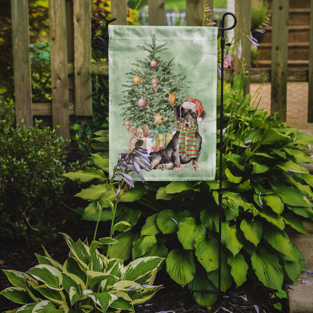 Dachshund Black Tan Christmas Presents and Tree Garden Flag Mailbox Decorative Yard Banner Outside Patio Artwork for Flower Beds, Garden Size, Multicolor