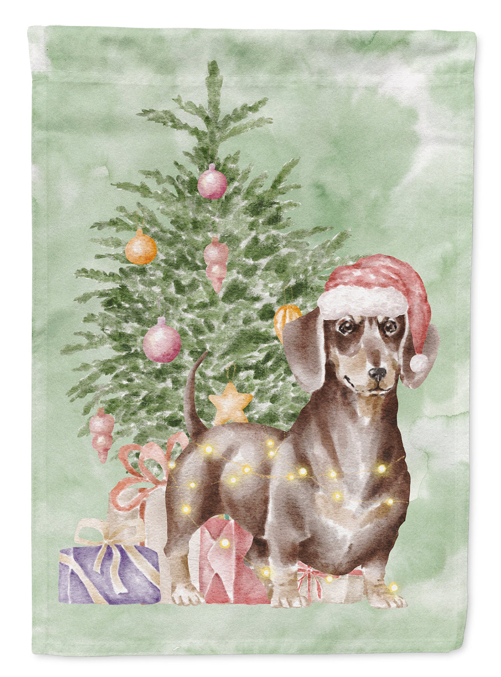 Dachshund Chocolate Tan Christmas Presents and Tree Garden Flag Mailbox Decorative Yard Banner Outside Patio Artwork for Flower Beds, Garden Size, Multicolor