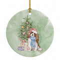 Cavalier Spaniel Tricolor Blenheim Christmas Presents and Tree Ceramic Ornament Christmas Tree Hanging Decorations for Home Christmas Holiday, Party, Gift, 3 in, Multicolor