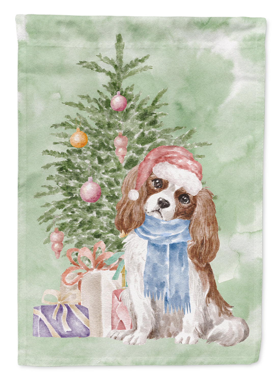Cavalier Spaniel Tricolor Blenheim Christmas Presents and Tree Garden Flag Mailbox Decorative Yard Banner Outside Patio Artwork for Flower Beds, Garden Size, Multicolor
