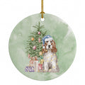 Cocker Spaniel English Red White Christmas Presents and Tree Ceramic Ornament Christmas Tree Hanging Decorations for Home Christmas Holiday, Party, Gift, 3 in, Multicolor