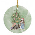 Basset Hound Christmas Presents and Tree Ceramic Ornament Christmas Tree Hanging Decorations for Home Christmas Holiday, Party, Gift, 3 in, Multicolor