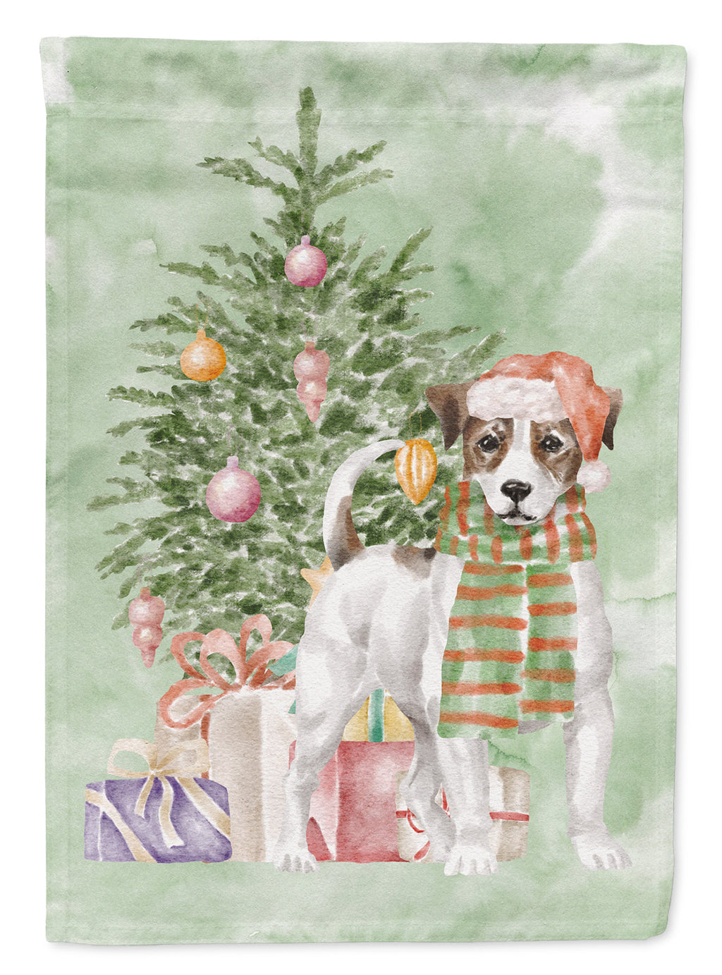 Jack Russell Terrier Smooth Christmas Presents and Tree Garden Flag Mailbox Decorative Yard Banner Outside Patio Artwork for Flower Beds, Garden Size, Multicolor