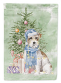 Jack Russell Terrier Wire Christmas Presents and Tree Garden Flag Mailbox Decorative Yard Banner Outside Patio Artwork for Flower Beds, Garden Size, Multicolor